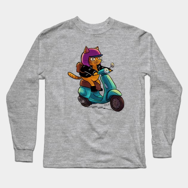 Biker Cat Long Sleeve T-Shirt by samanta flôor